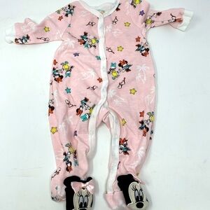 3-6 Month Baby Girl Minnie Mouse Footed Onesie
